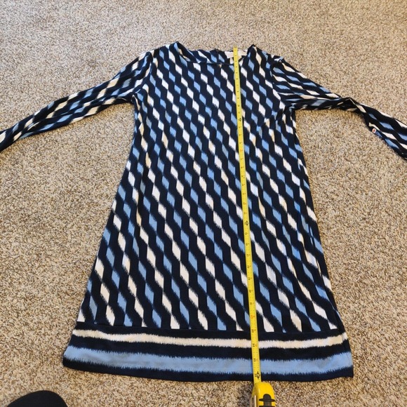 Michael Kors Women's Dress Long Sleeve Knee Length Size M Blue White Diamonds - Picture 6 of 6